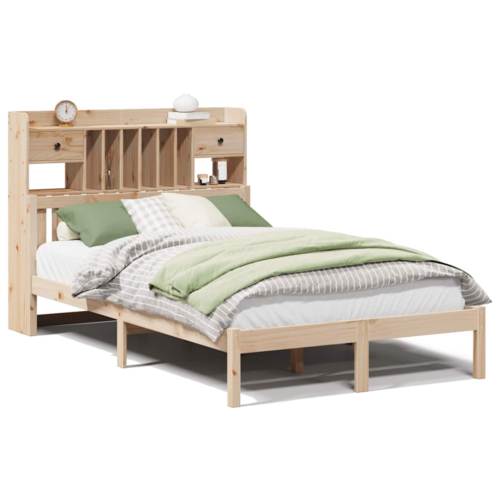 Lit bibliothèque sans matelas 135x190 cm bois de pin massif - XIOS