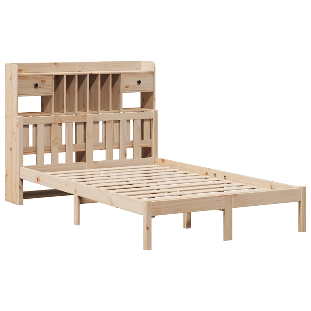 Lit bibliothèque sans matelas 135x190 cm bois de pin massif - XIOS