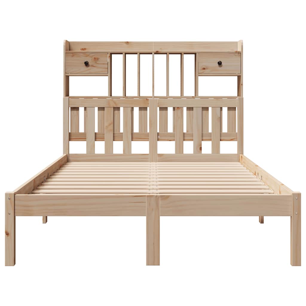 Lit bibliothèque sans matelas 135x190 cm bois de pin massif - XIOS