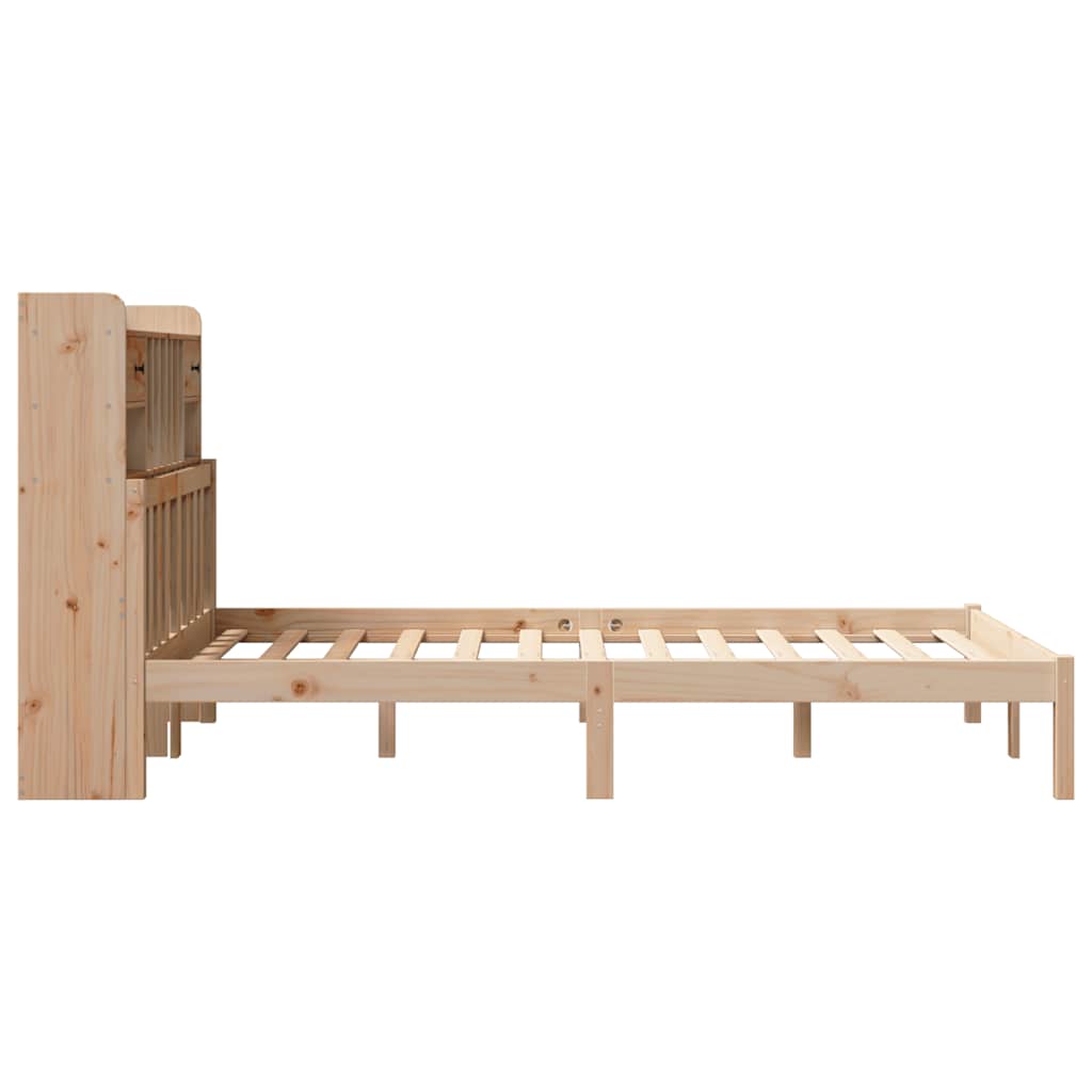 Lit bibliothèque sans matelas 135x190 cm bois de pin massif - XIOS