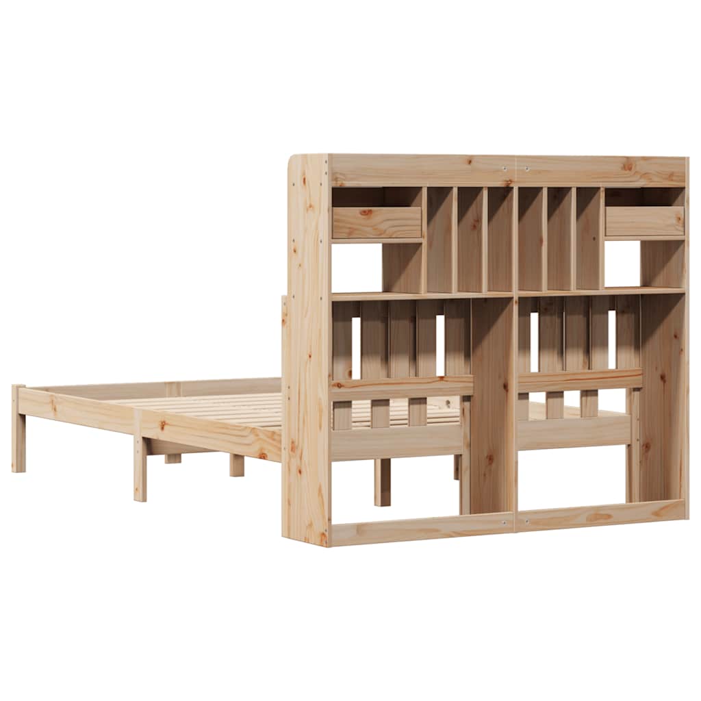 Lit bibliothèque sans matelas 135x190 cm bois de pin massif - XIOS