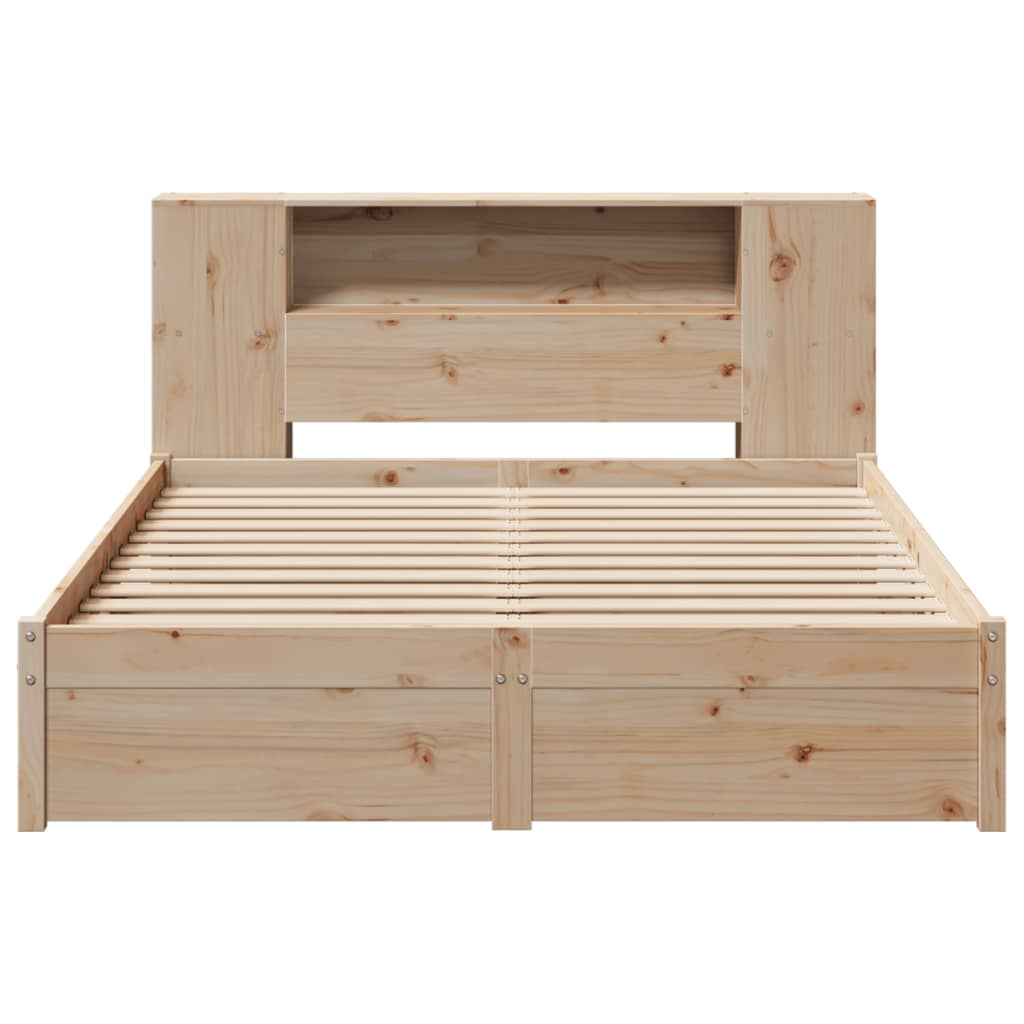 Lit bibliothèque sans matelas 160x200 cm bois massif de pin - XIOS