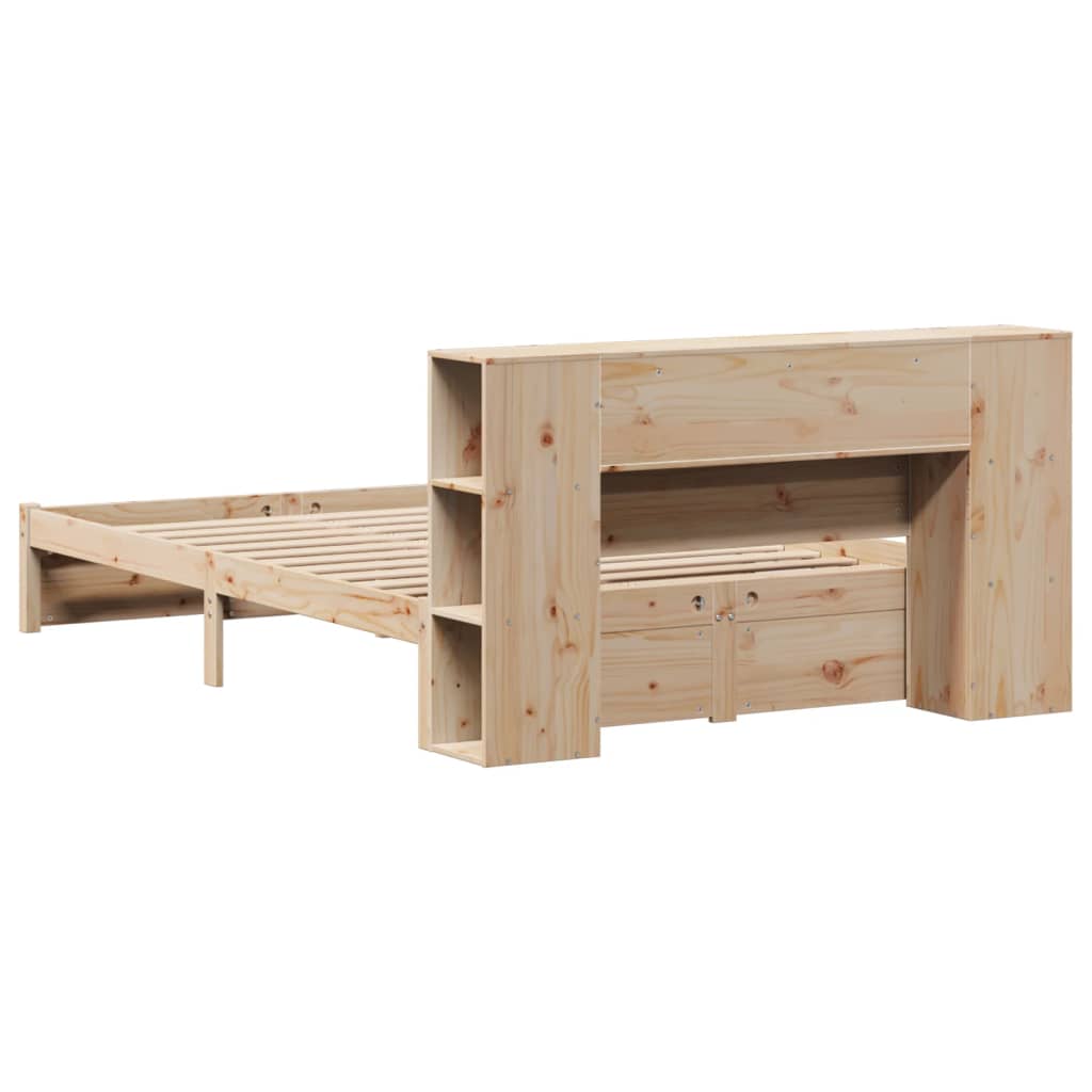 Lit bibliothèque sans matelas 160x200 cm bois massif de pin - XIOS
