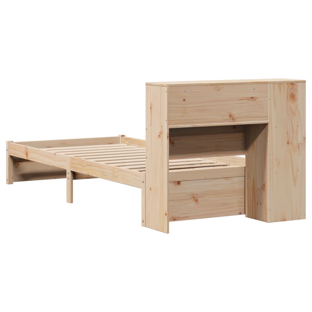 Lit bibliothèque sans matelas 75x190 cm bois de pin massif - XIOS