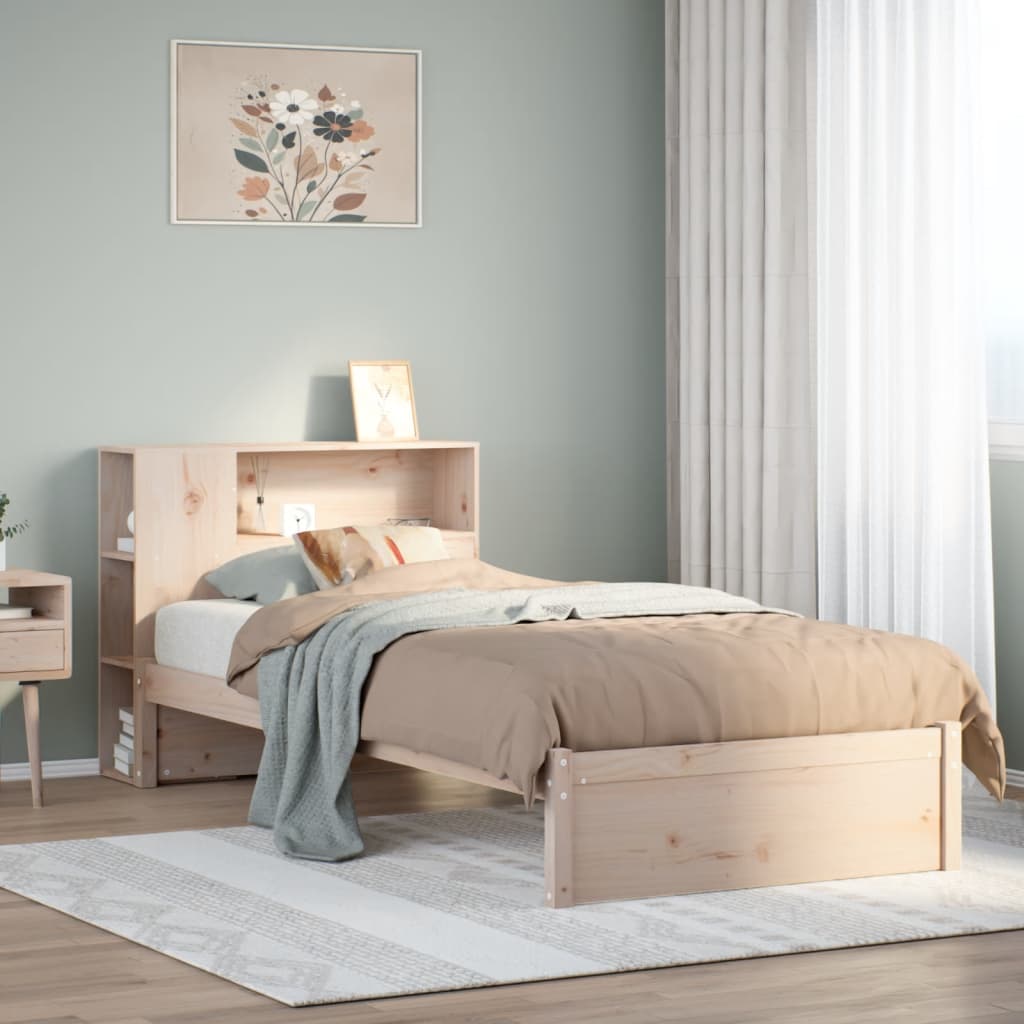Lit bibliothèque sans matelas 75x190 cm bois de pin massif - XIOS