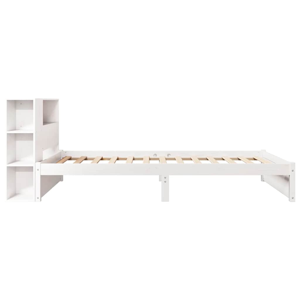 Lit bibliothèque sans matelas blanc 90x190cm bois de pin massif - XIOS