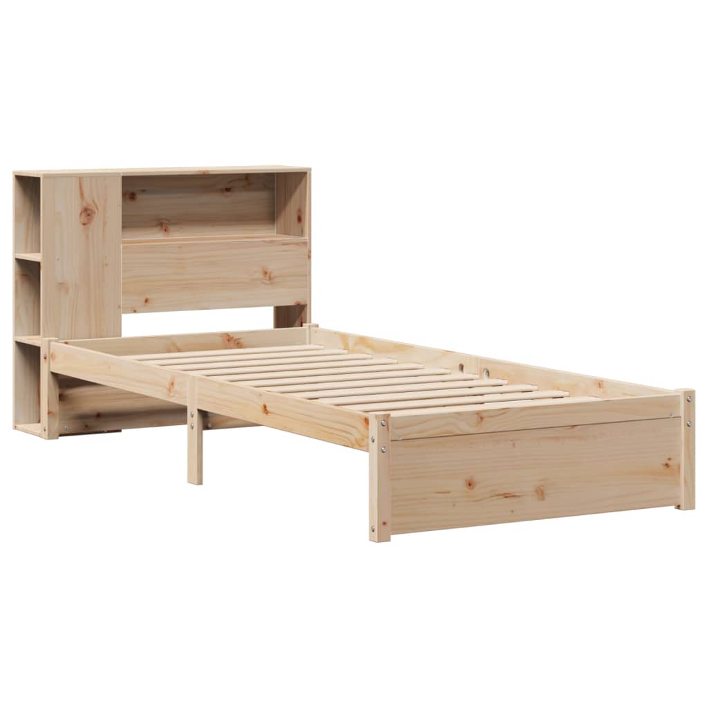Lit bibliothèque sans matelas 100x200 cm bois massif de pin - XIOS