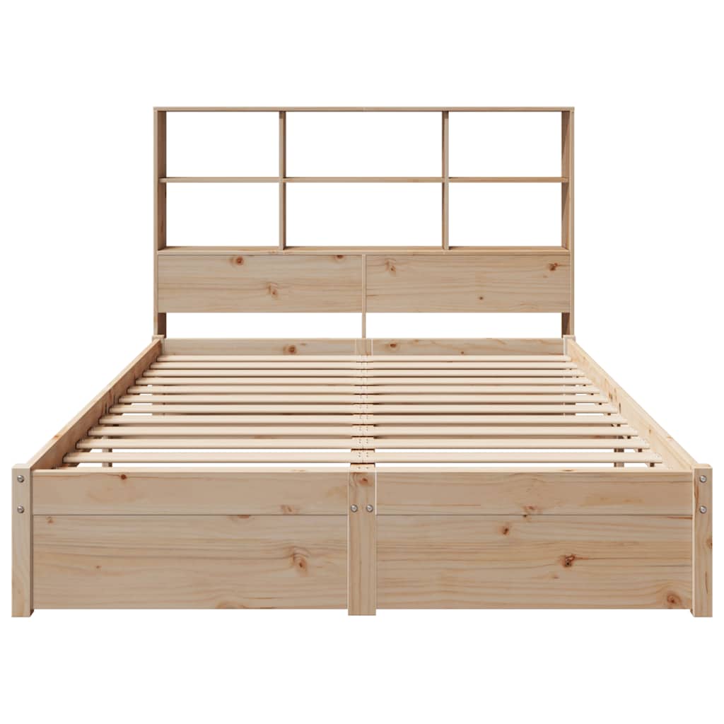 Lit bibliothèque sans matelas 140x190 cm bois de pin massif - XIOS