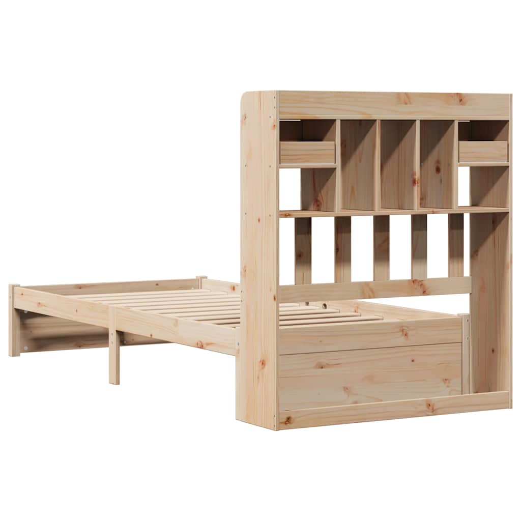 Lit bibliothèque sans matelas 75x190 cm bois de pin massif - XIOS