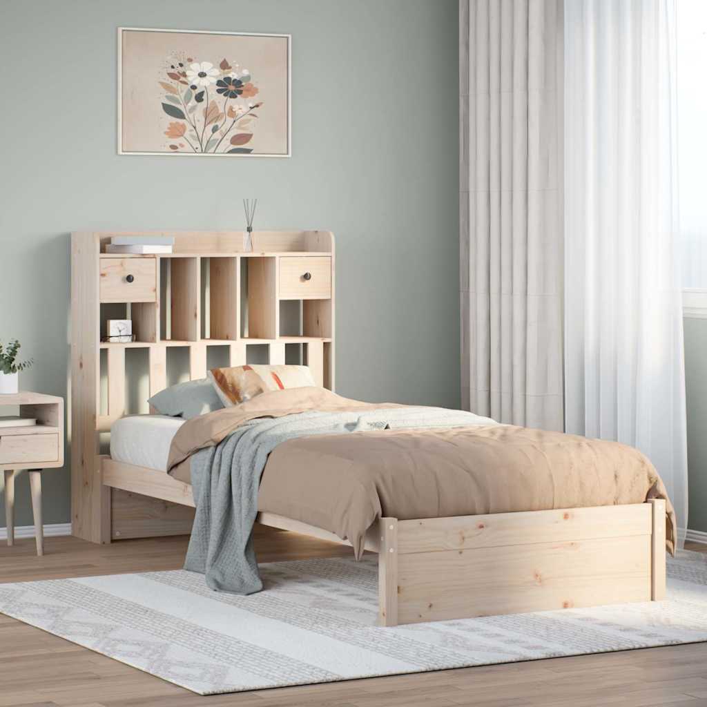 Lit bibliothèque sans matelas 75x190 cm bois de pin massif - XIOS
