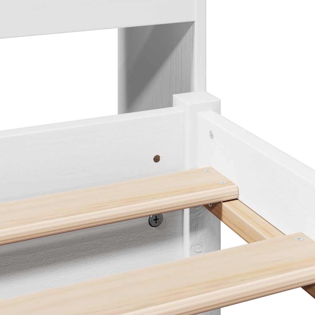 Lit bibliothèque sans matelas blanc 75x190cm bois de pin massif - XIOS