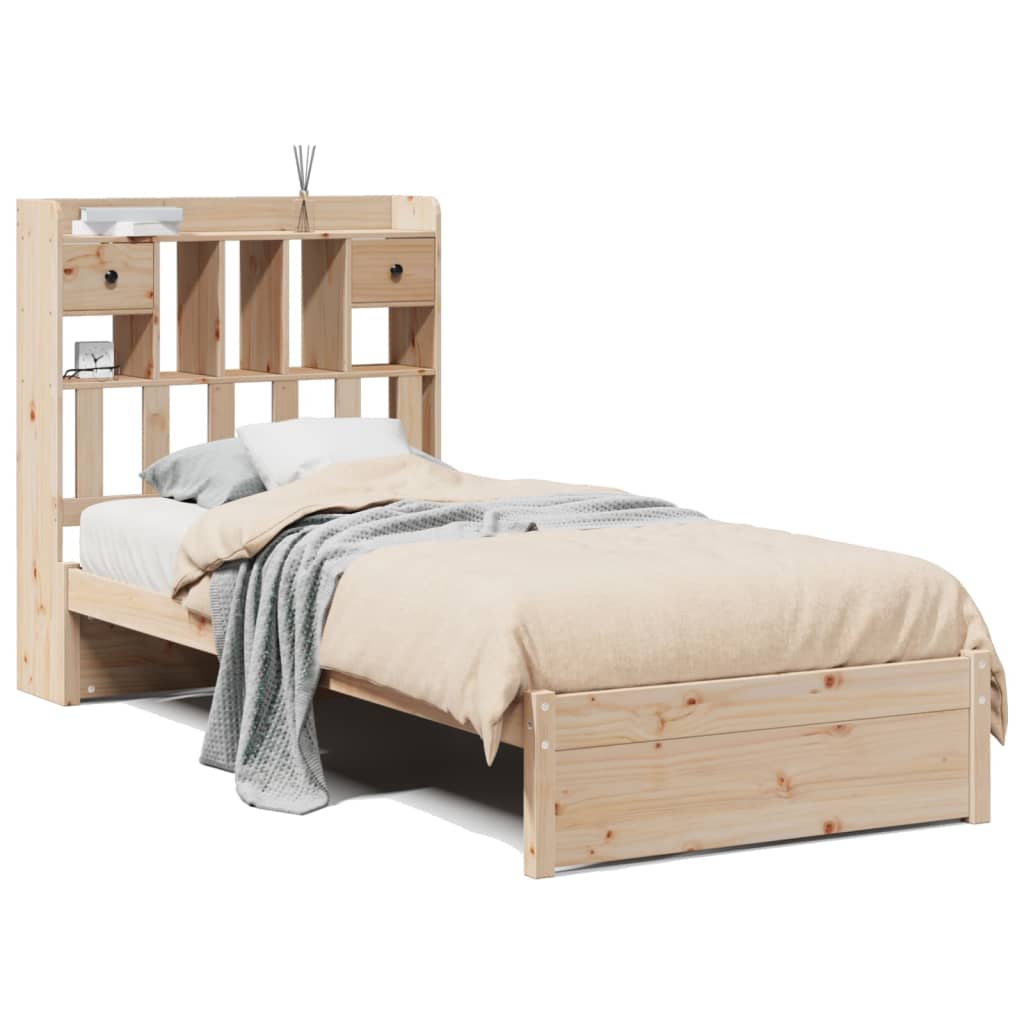 Lit bibliothèque sans matelas 100x200 cm bois massif de pin - XIOS