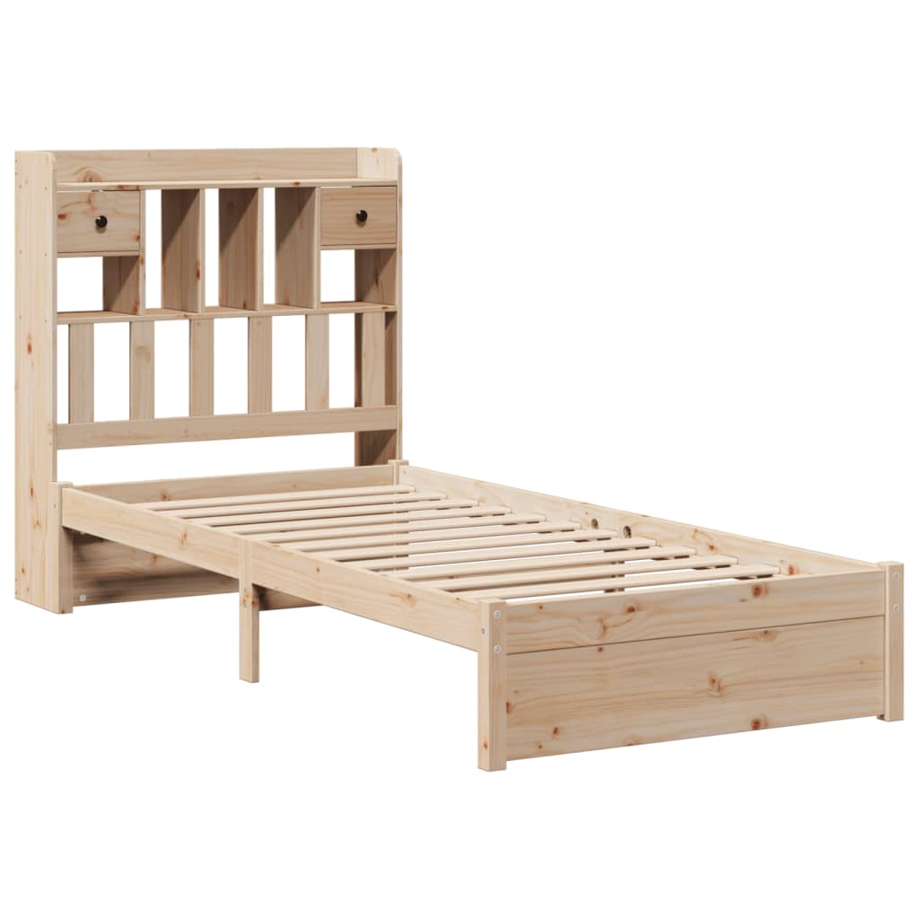 Lit bibliothèque sans matelas 100x200 cm bois massif de pin - XIOS