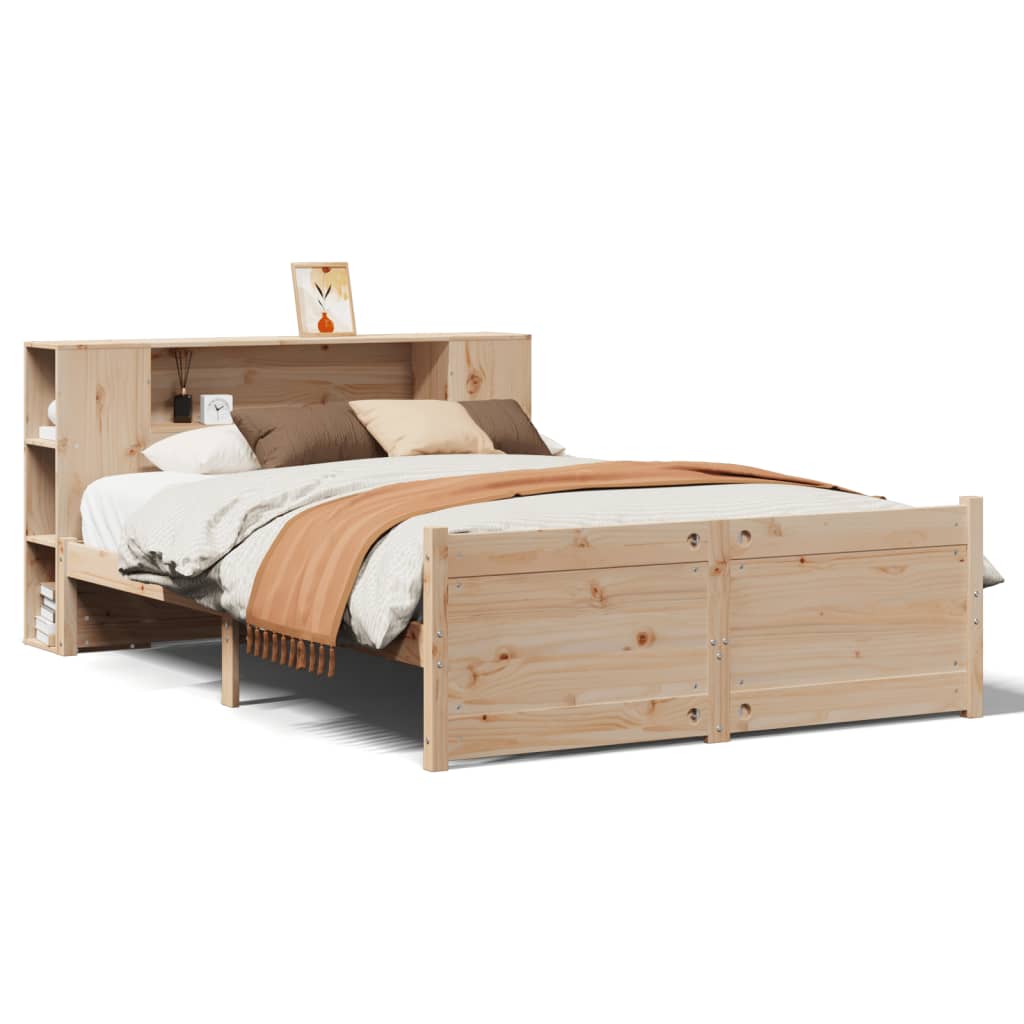 Lit bibliothèque sans matelas 135x190 cm bois de pin massif - XIOS