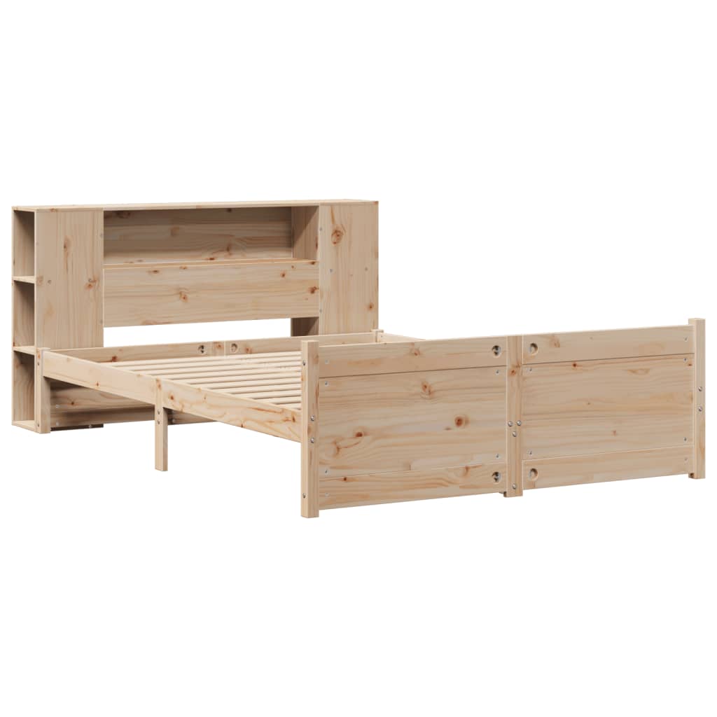 Lit bibliothèque sans matelas 135x190 cm bois de pin massif - XIOS