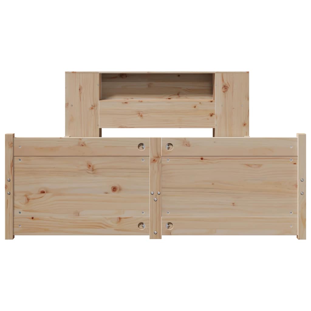 Lit bibliothèque sans matelas 135x190 cm bois de pin massif - XIOS