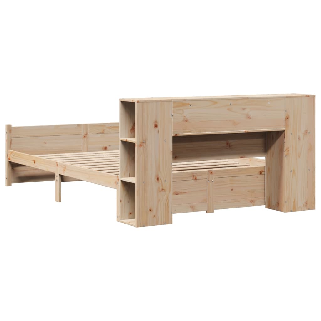Lit bibliothèque sans matelas 135x190 cm bois de pin massif - XIOS