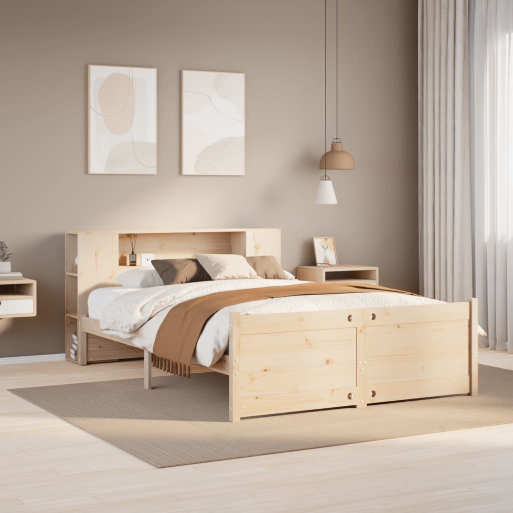 Lit bibliothèque sans matelas 135x190 cm bois de pin massif - XIOS