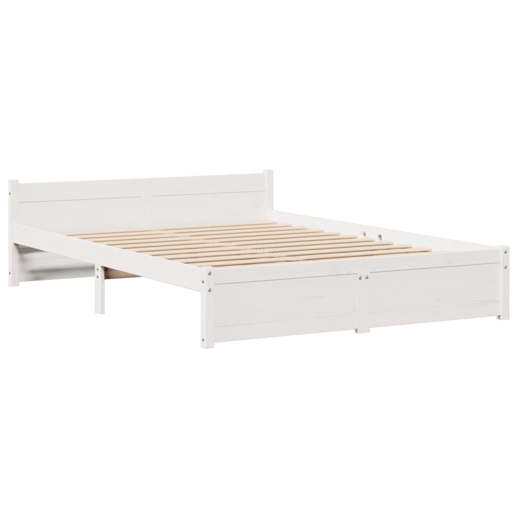 Lit bibliothèque sans matelas blanc 135x190 cm bois pin massif - XIOS