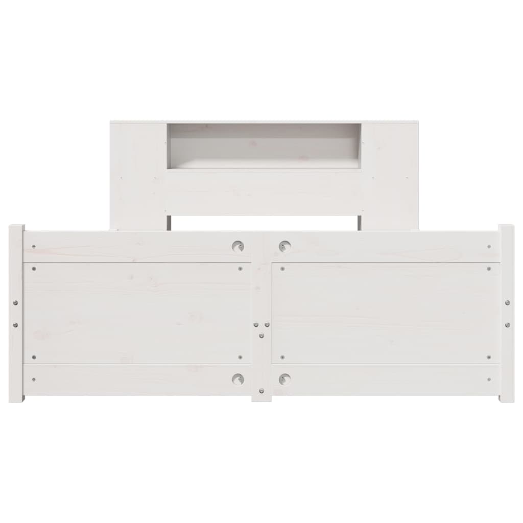 Lit bibliothèque sans matelas blanc 140x190 cm bois pin massif - XIOS