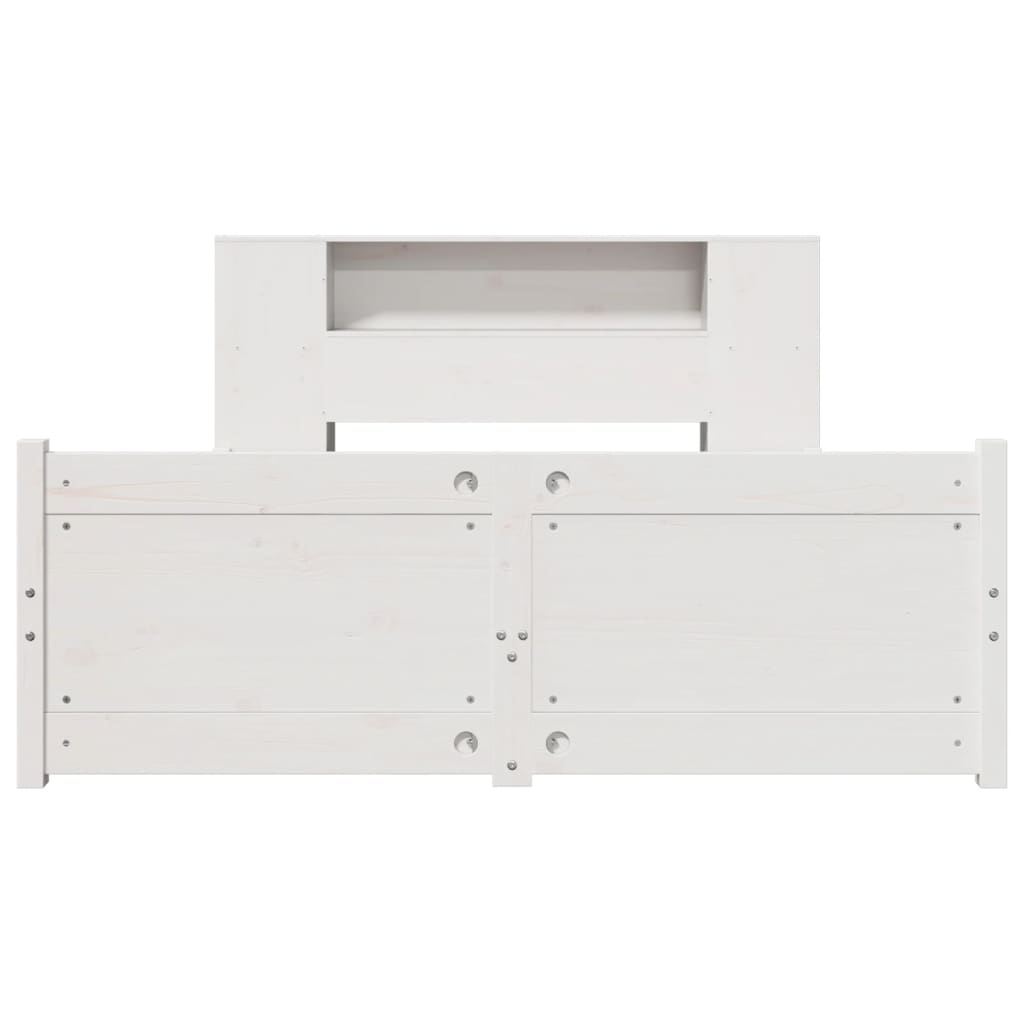 Lit bibliothèque sans matelas blanc 120x200 cm bois pin massif - XIOS