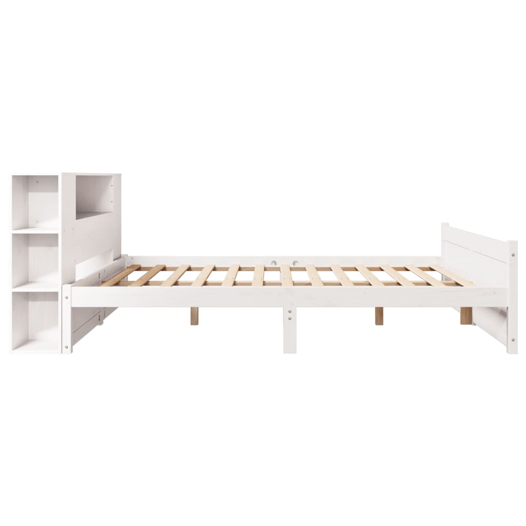 Lit bibliothèque sans matelas blanc 120x200 cm bois pin massif - XIOS