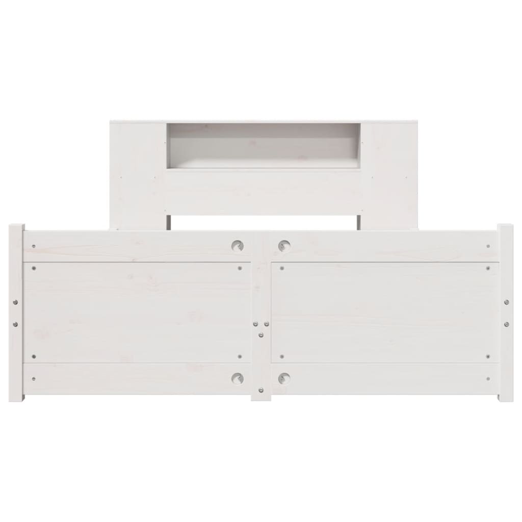 Lit bibliothèque sans matelas blanc 140x200 cm bois pin massif - XIOS