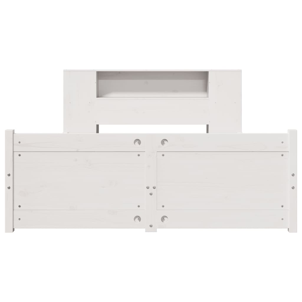 Lit bibliothèque sans matelas blanc 160x200 cm bois pin massif - XIOS