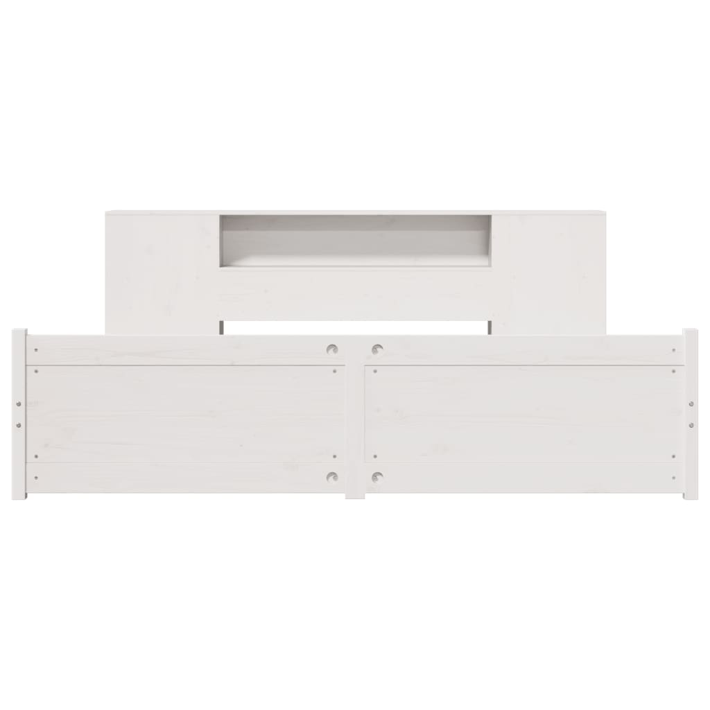 Lit bibliothèque sans matelas blanc 200x200 cm bois pin massif - XIOS