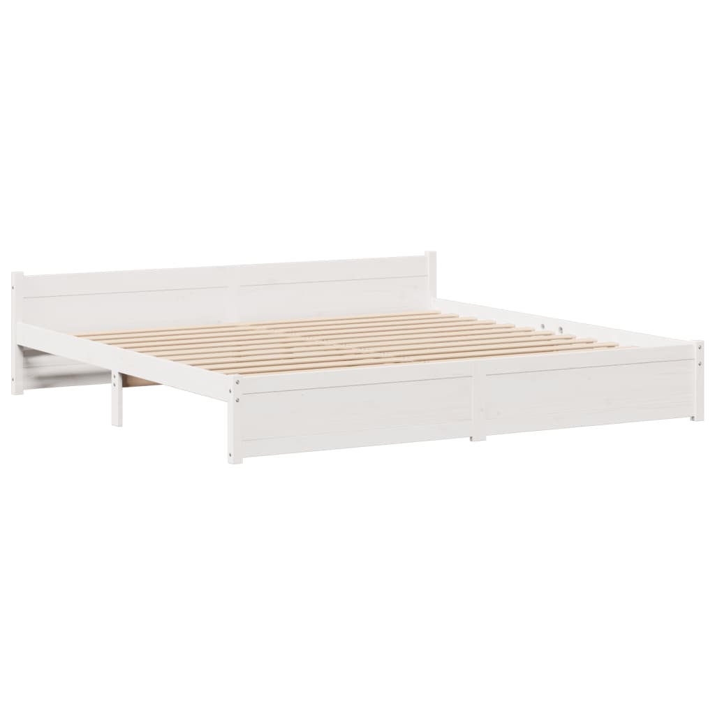 Lit bibliothèque sans matelas blanc 200x200 cm bois pin massif - XIOS