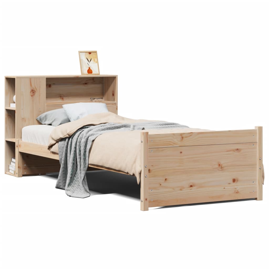 Lit bibliothèque sans matelas 75x190 cm bois de pin massif - XIOS