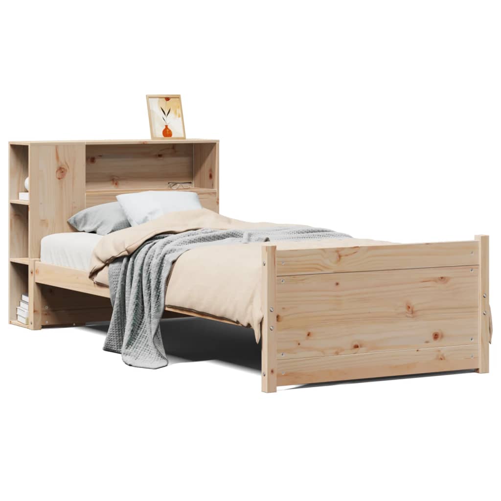 Lit bibliothèque sans matelas 90x190 cm bois de pin massif - XIOS