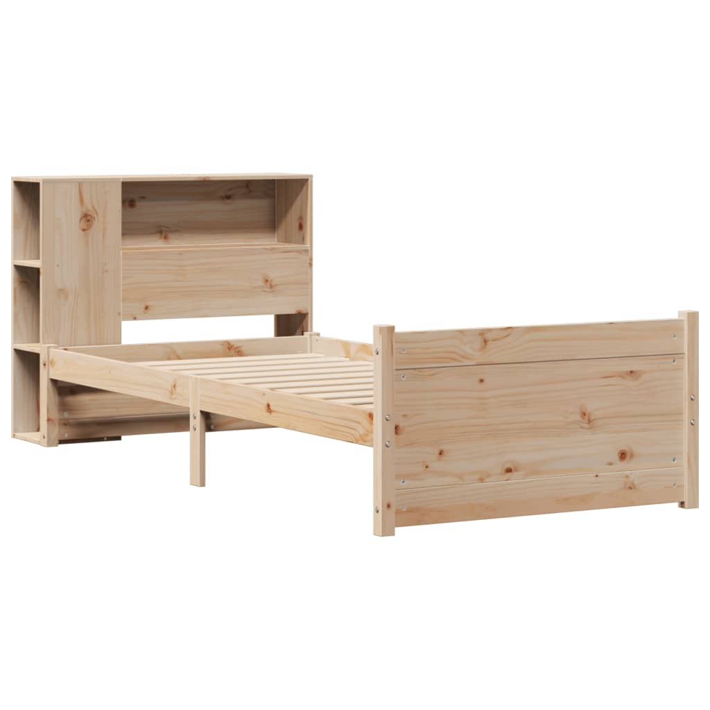 Lit bibliothèque sans matelas 90x190 cm bois de pin massif - XIOS
