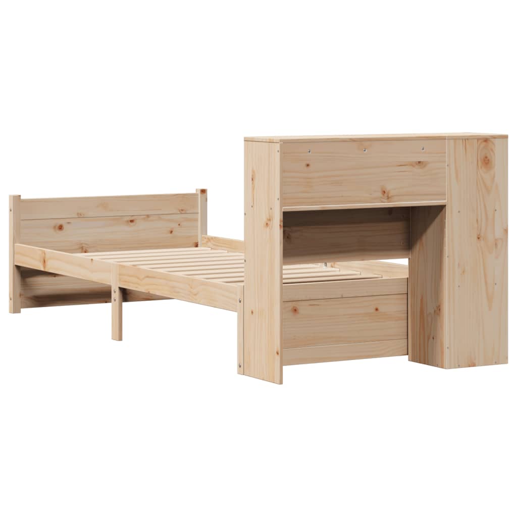 Lit bibliothèque sans matelas 100x200 cm bois massif de pin - XIOS