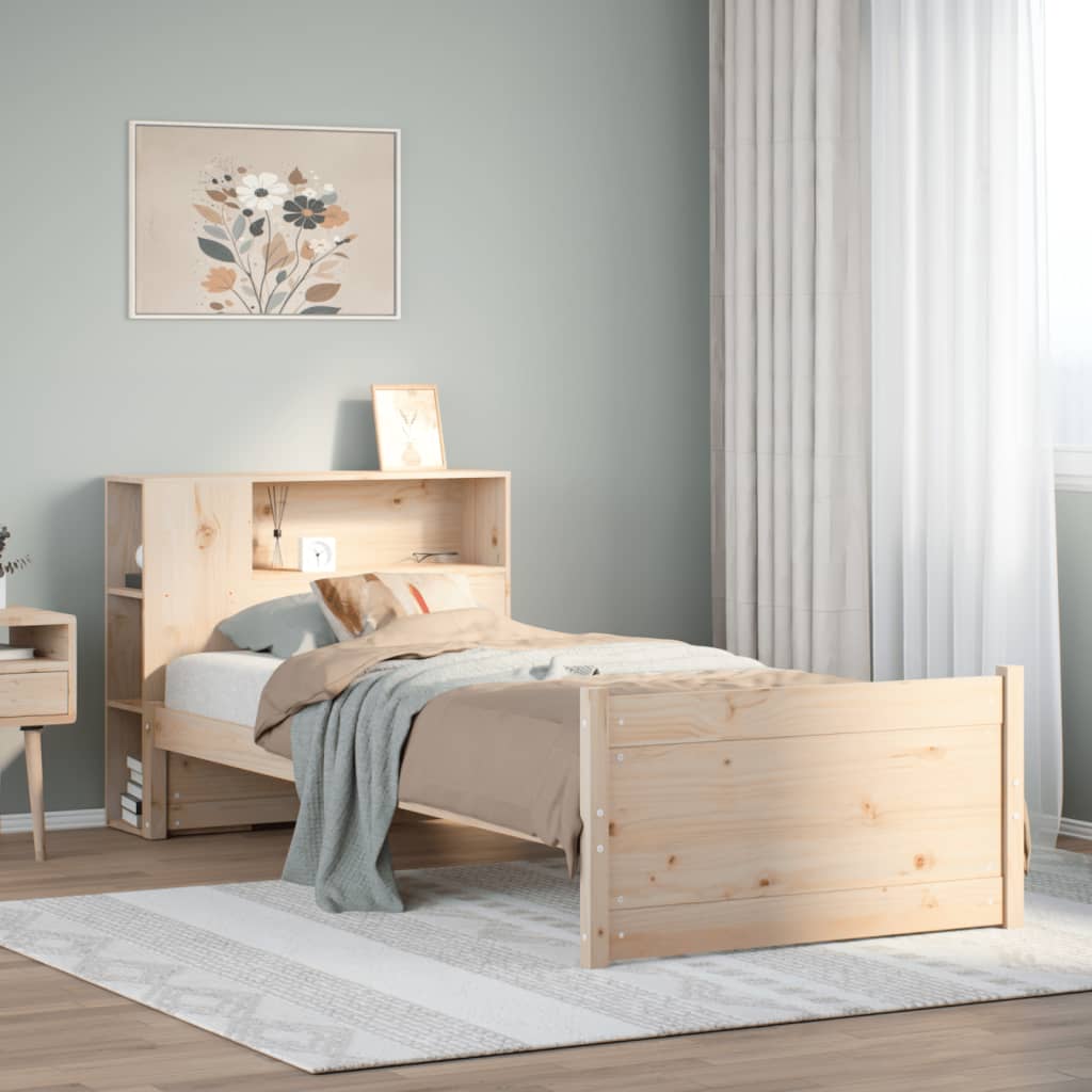 Lit bibliothèque sans matelas 100x200 cm bois massif de pin - XIOS