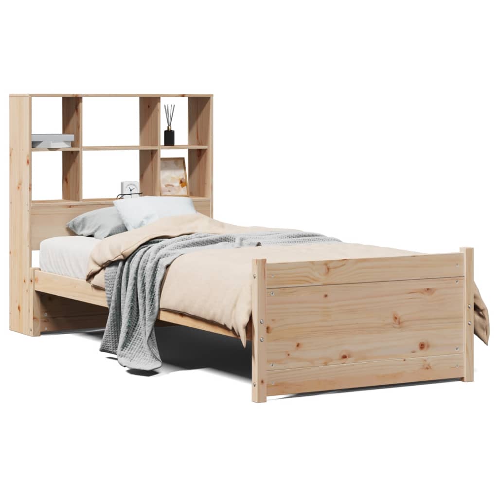 Lit bibliothèque sans matelas 90x190 cm bois de pin massif - XIOS