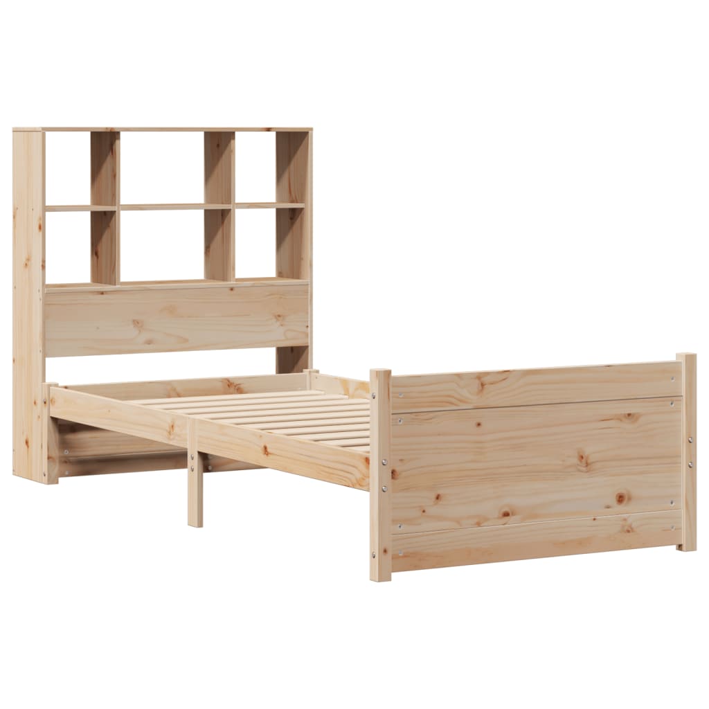 Lit bibliothèque sans matelas 90x190 cm bois de pin massif - XIOS