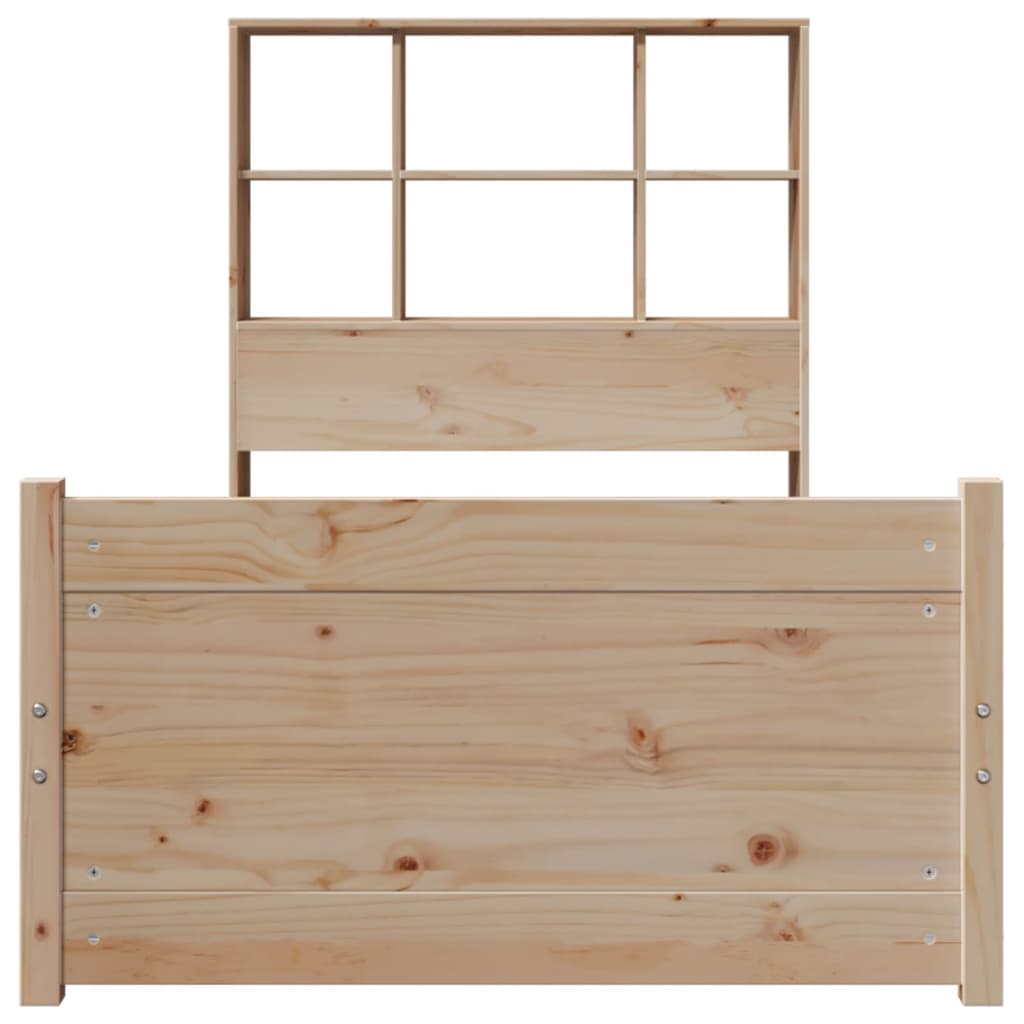 Lit bibliothèque sans matelas 90x190 cm bois de pin massif - XIOS