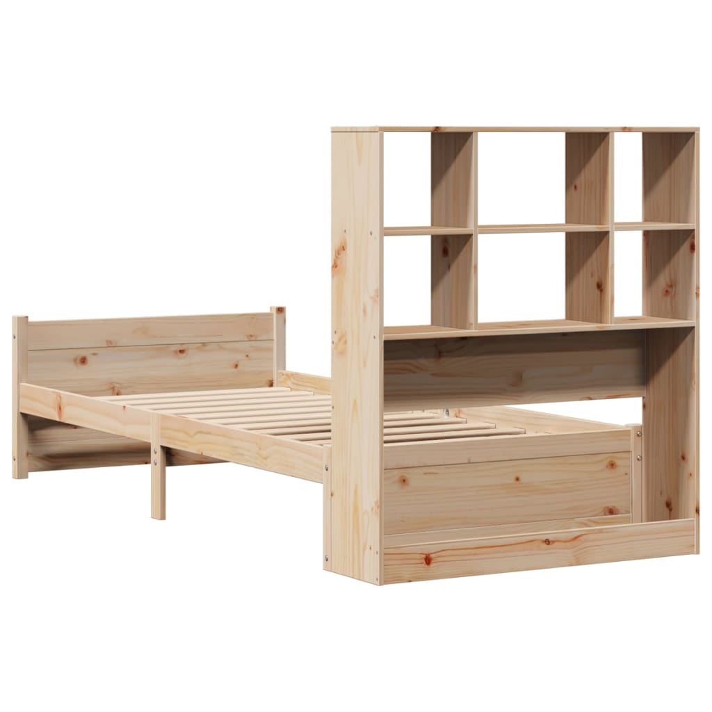 Lit bibliothèque sans matelas 90x190 cm bois de pin massif - XIOS