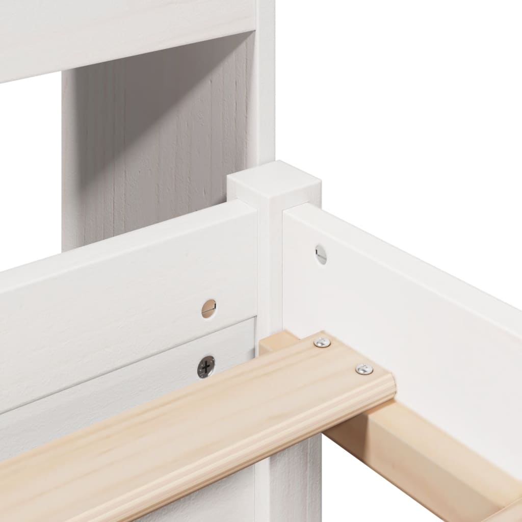 Lit bibliothèque sans matelas blanc 90x190cm bois de pin massif - XIOS