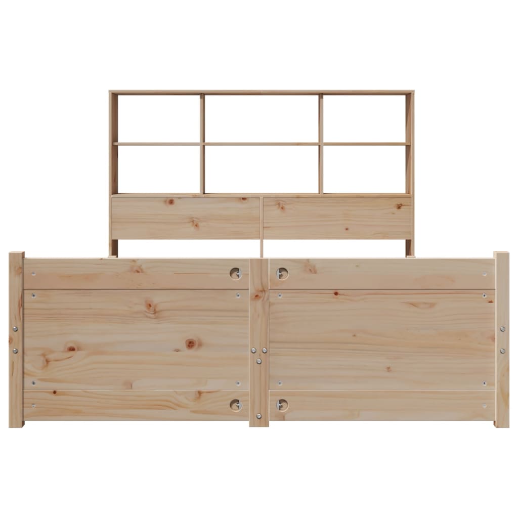 Lit bibliothèque sans matelas 120x190 cm bois de pin massif - XIOS