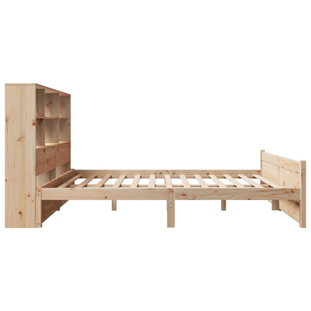Lit bibliothèque sans matelas 120x190 cm bois de pin massif - XIOS