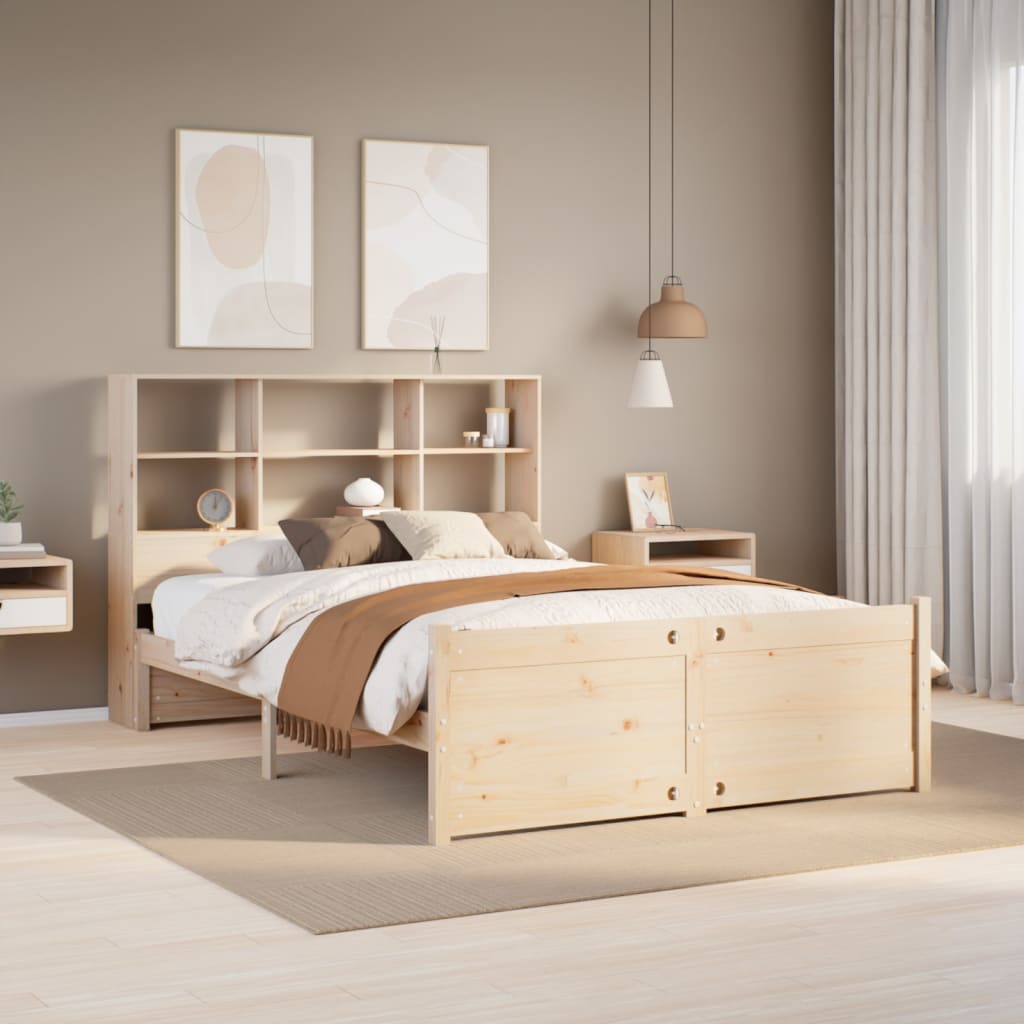 Lit bibliothèque sans matelas 120x190 cm bois de pin massif - XIOS