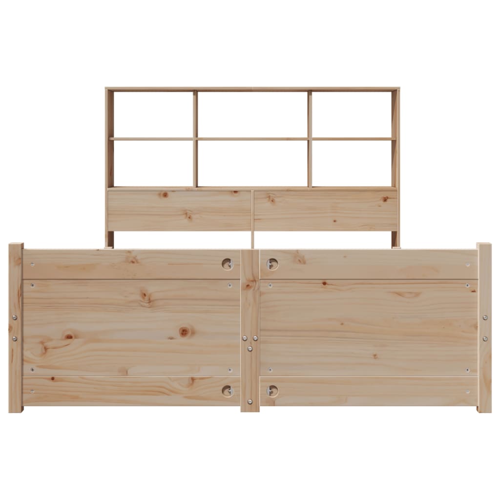 Lit bibliothèque sans matelas 140x190 cm bois de pin massif - XIOS