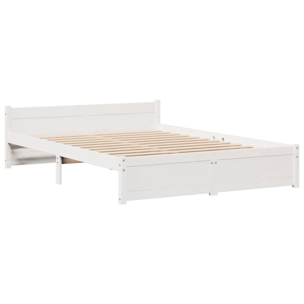 Lit bibliothèque sans matelas blanc 140x190 cm bois pin massif - XIOS