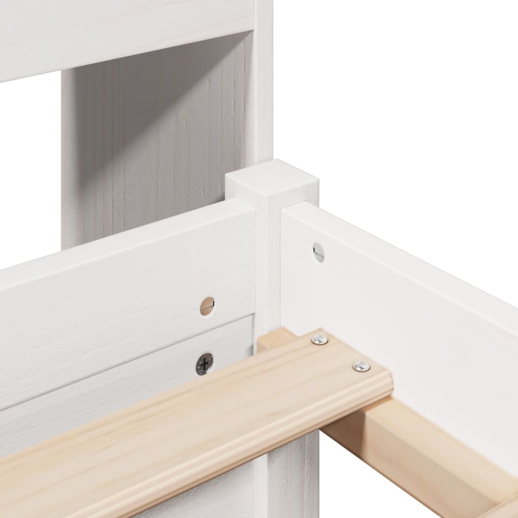 Lit bibliothèque sans matelas blanc 140x190 cm bois pin massif - XIOS