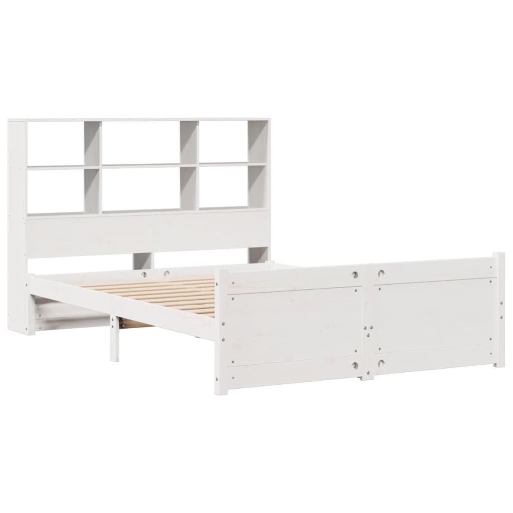 Lit bibliothèque sans matelas blanc 120x200 cm bois pin massif - XIOS