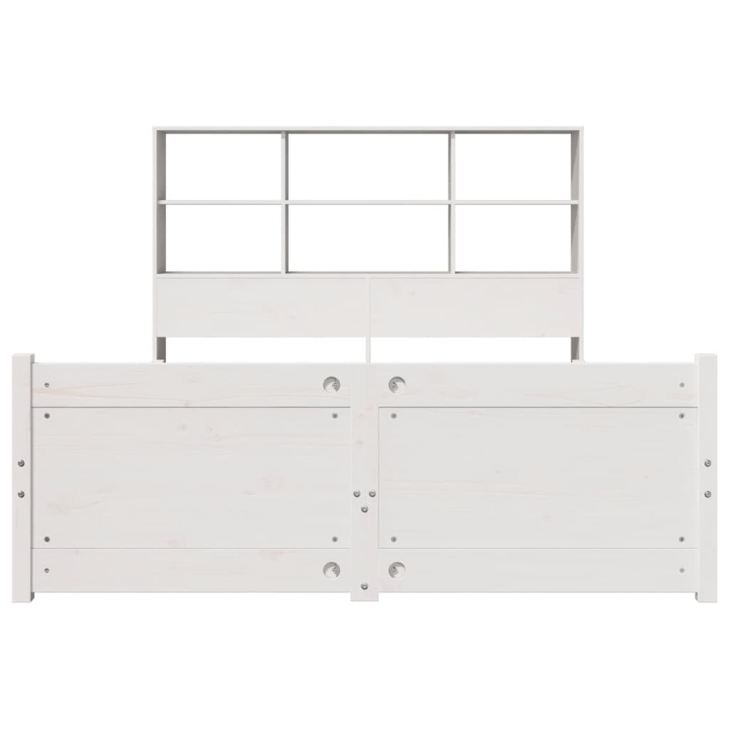 Lit bibliothèque sans matelas blanc 120x200 cm bois pin massif - XIOS