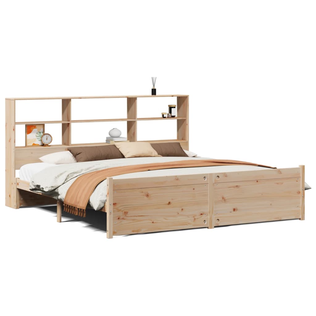 Lit bibliothèque sans matelas 180x200 cm bois massif de pin - XIOS