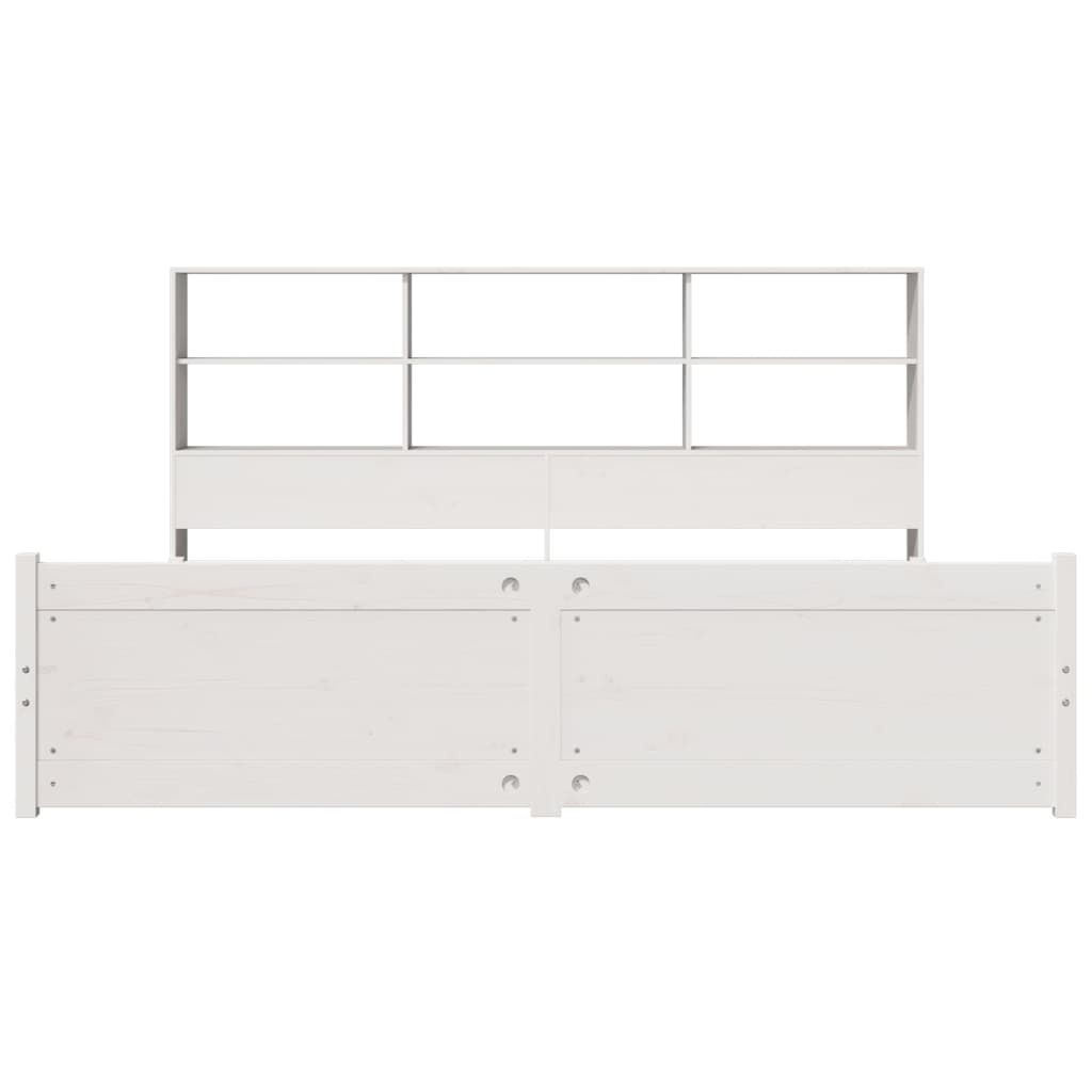 Lit bibliothèque sans matelas blanc 180x200 cm bois pin massif - XIOS